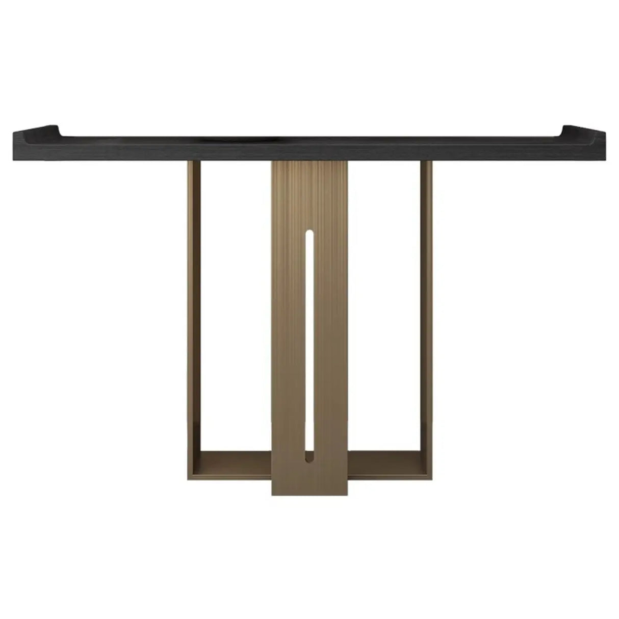 Modern Black Entryway Geometric Metal Base Console Table Image - 3