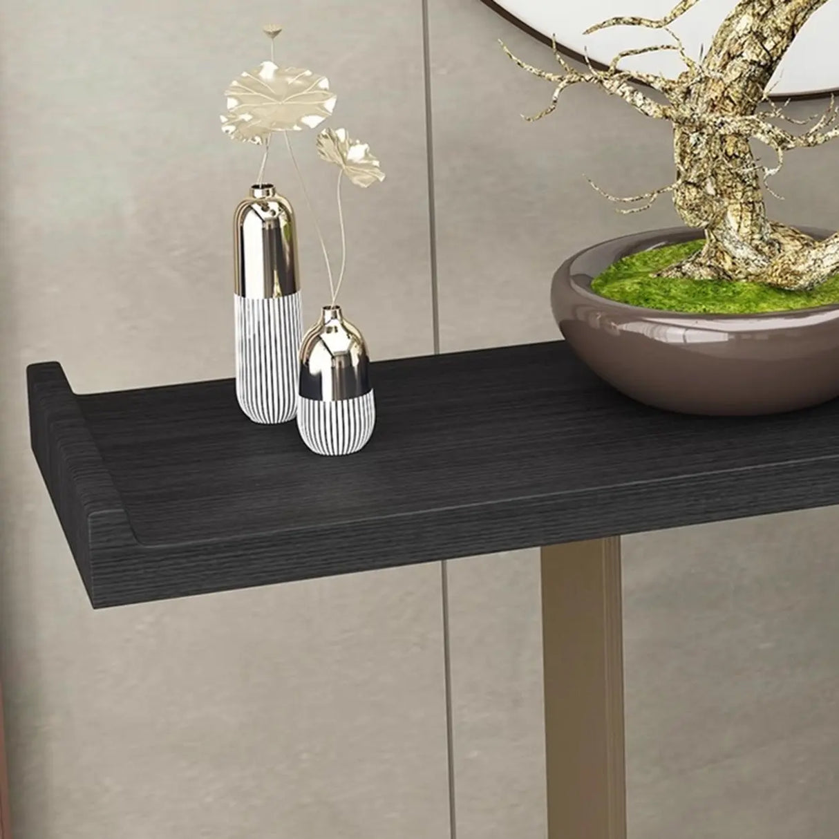 Modern Black Entryway Geometric Metal Base Console Table Image - 4