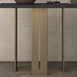 Modern Black Entryway Geometric Metal Base Console Table Image - 5
