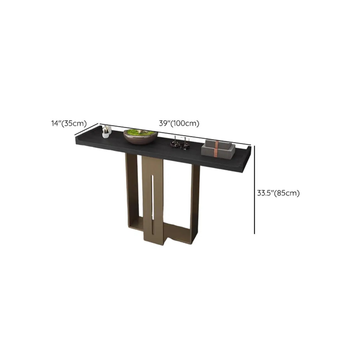 Modern Black Entryway Geometric Metal Base Console Table Image - 7