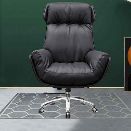 Modern Black Ergonomic Faux Leather Task Office Chair Image - 1
