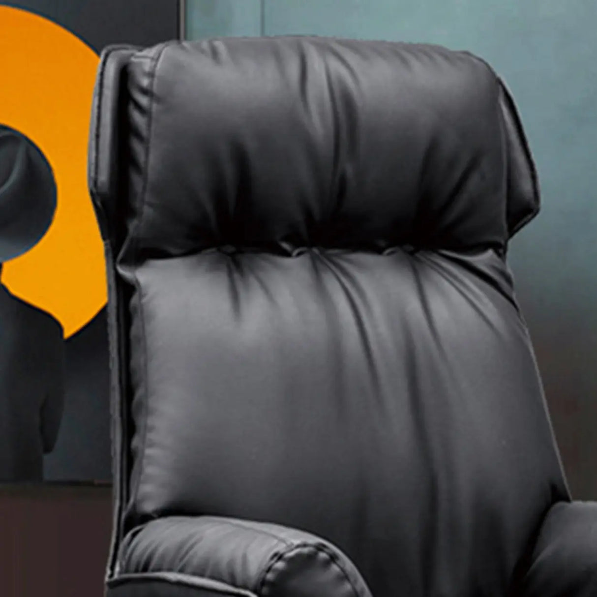 Modern Black Ergonomic Faux Leather Task Office Chair Image - 11