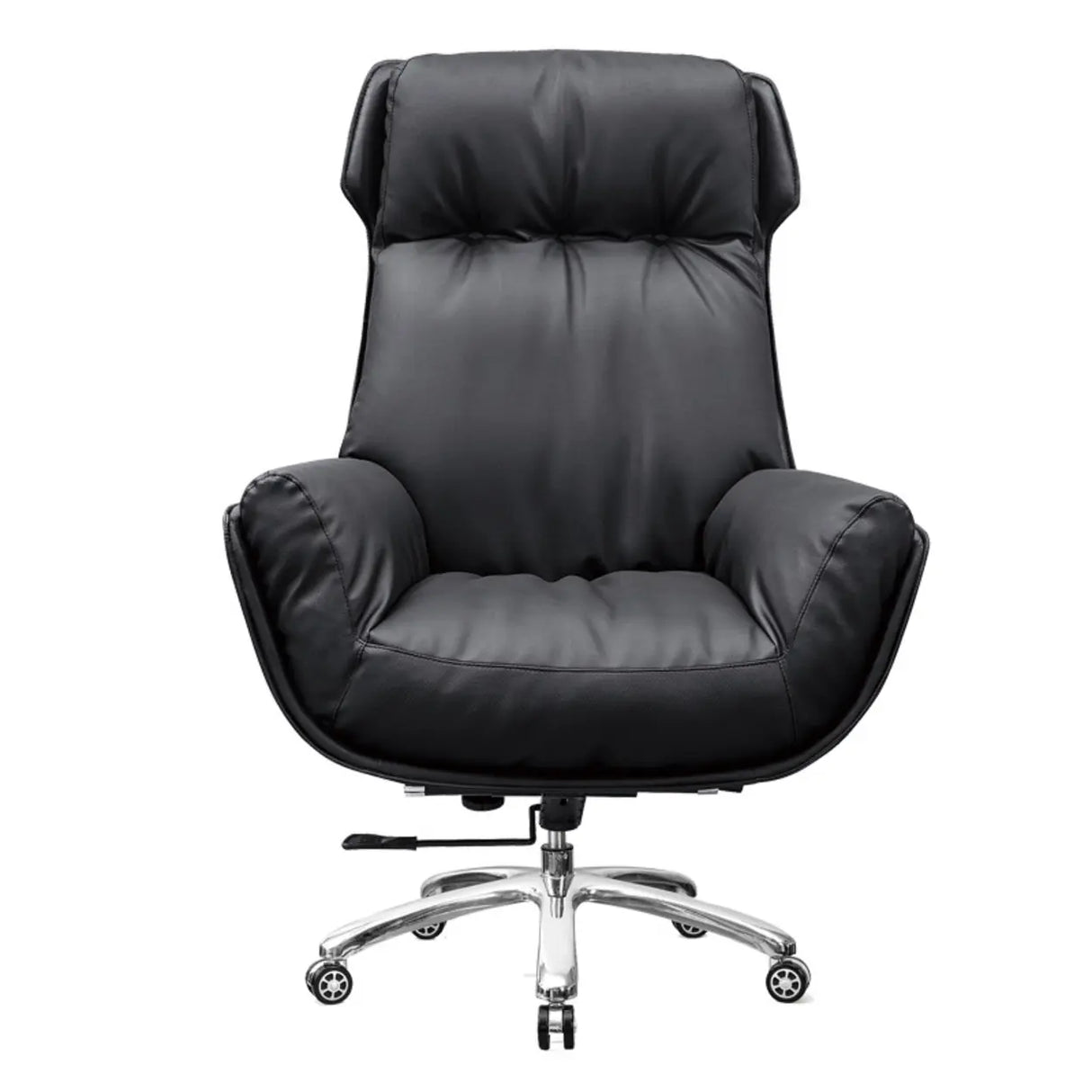 Modern Black Ergonomic Faux Leather Task Office Chair Image - 3