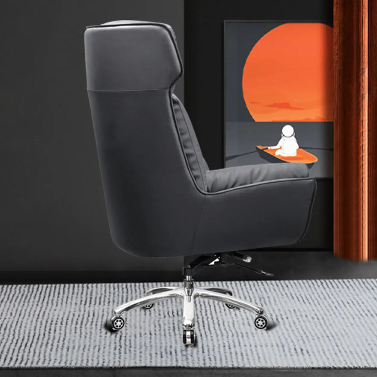 Modern Black Ergonomic Faux Leather Task Office Chair Image - 4