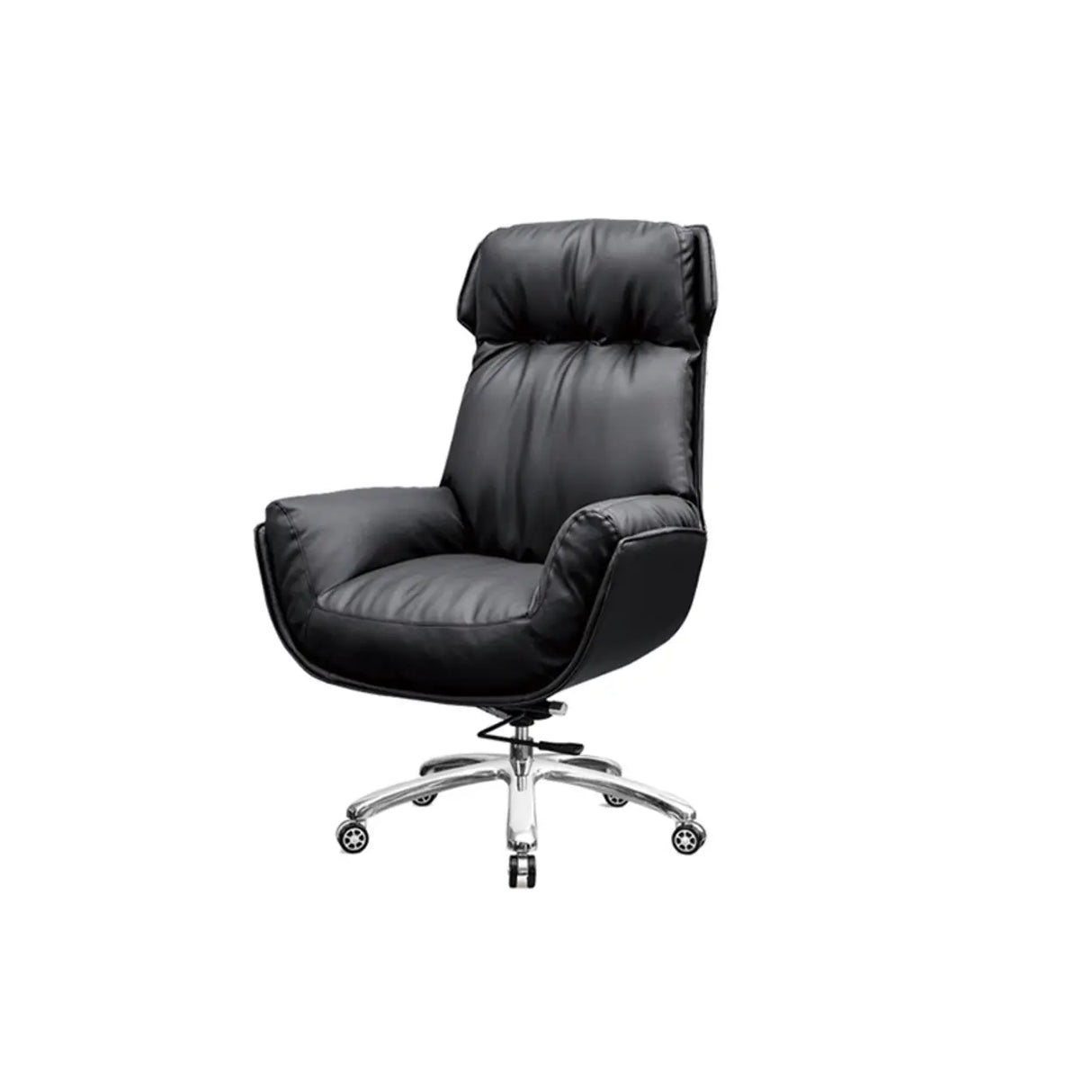 Modern Black Ergonomic Faux Leather Task Office Chair Image - 7