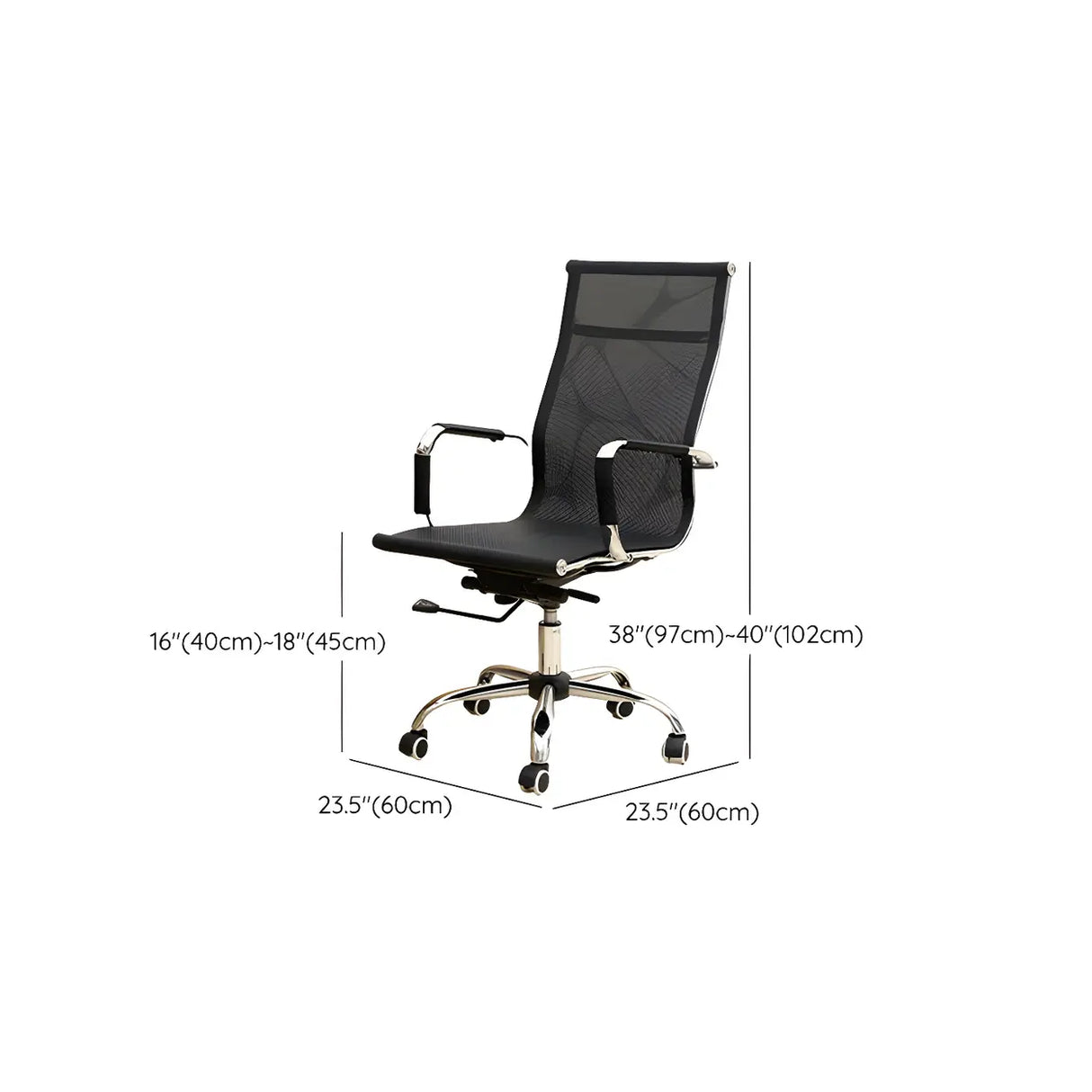 Modern Black Ergonomic Leather Office Chair with Wheels 