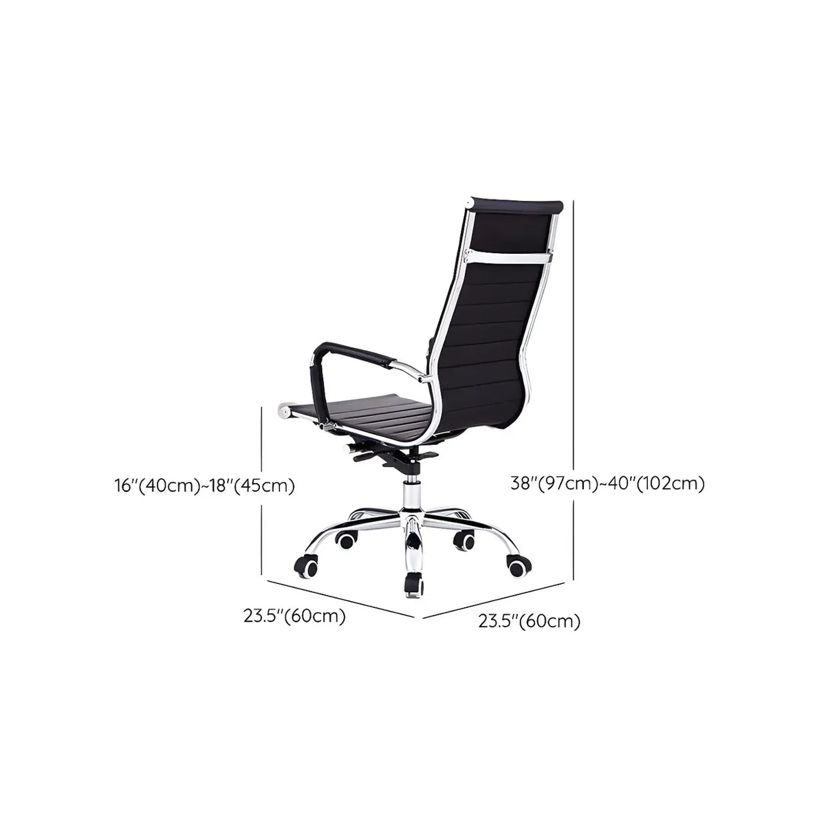 Modern Black Ergonomic Leather Office Chair with Wheels Image - 14