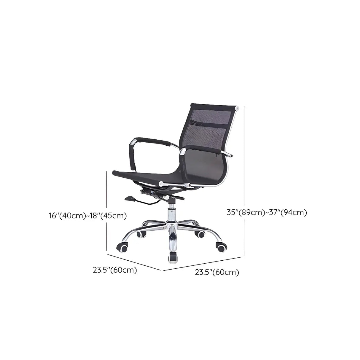Modern Black Ergonomic Leather Office Chair with Wheels Image - 15