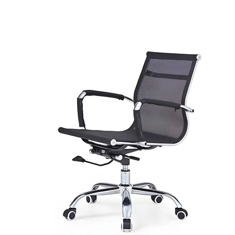 Modern Black Ergonomic Leather Office Chair with Wheels Image - 2