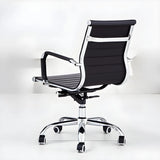 Modern Black Ergonomic Leather Office Chair with Wheels Image - 3