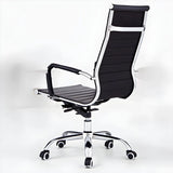 Modern Black Ergonomic Leather Office Chair with Wheels Image - 8