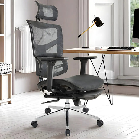 Modern Black Ergonomic Mesh Headrest Office Chairs Image - 1