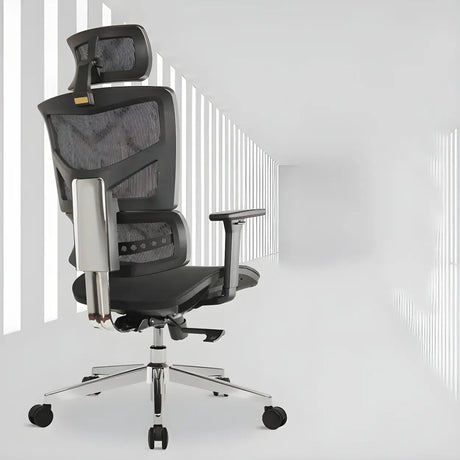 Modern Black Ergonomic Mesh Headrest Office Chairs Image - 2