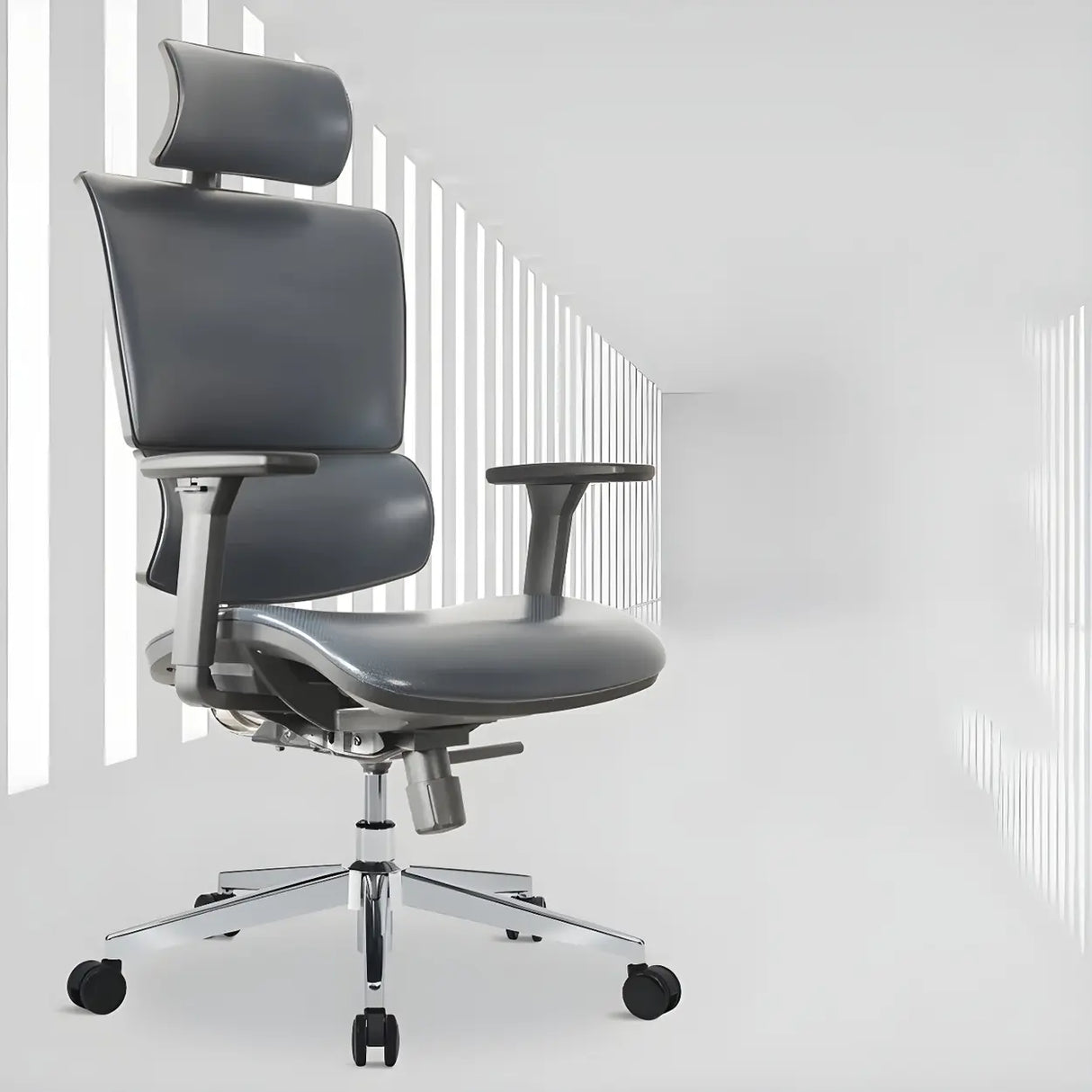 Modern Black Ergonomic Mesh Headrest Office Chairs Image - 3