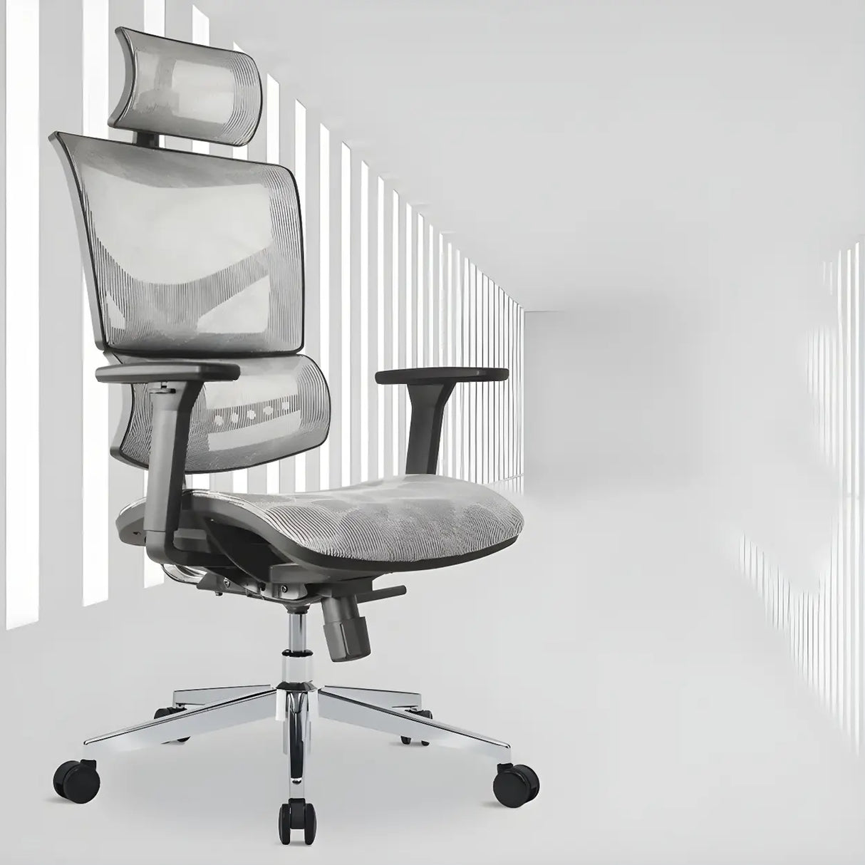 Modern Black Ergonomic Mesh Headrest Office Chairs Image - 5