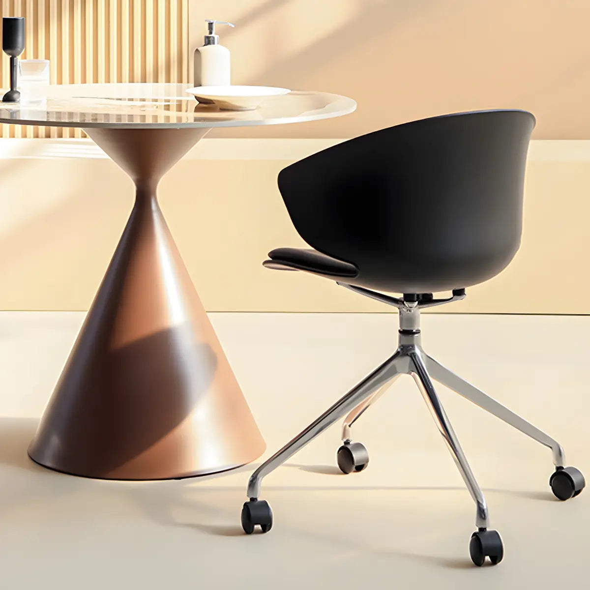 Modern Black Ergonomic Swivel Plastic Office Chair Image - 4
