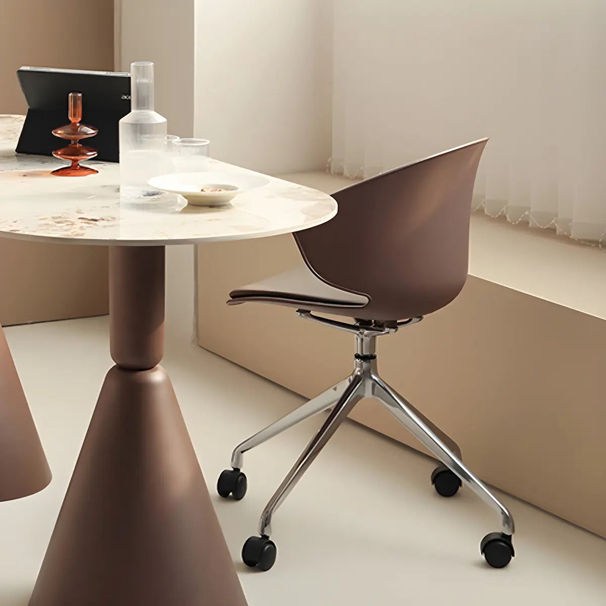 Modern Black Ergonomic Swivel Plastic Office Chair Image - 6