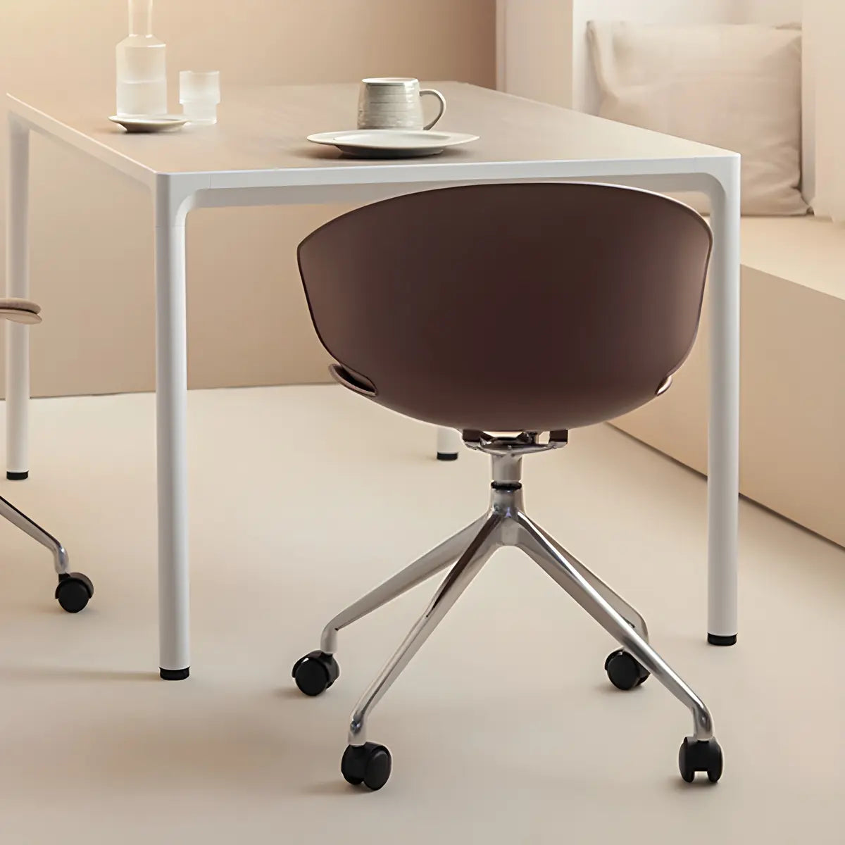 Modern Black Ergonomic Swivel Plastic Office Chair Image - 7