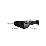 Modern Black Finish Wooden L-Shape Executive Desk #size