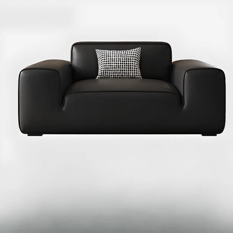 Modern Black Genuine Leather Memory Foam Fill Sofa Image - 2