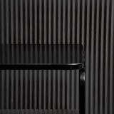 Modern Black Glass Nightstand with Drawer Storage Image - 3
