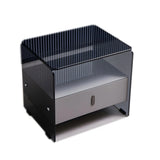 Modern Black Glass Nightstand with Drawer Storage Image - 5