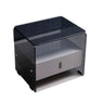 Modern Black Glass Nightstand with Drawer Storage Image - 5