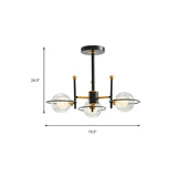 Modern Black Gold 8-Light Ring Clear Glass Globe Chandelier #size