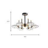 Modern Black Gold 8-Light Ring Clear Glass Globe Chandelier Image - 11