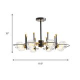 Modern Black Gold 8-Light Ring Clear Glass Globe Chandelier Image - 12