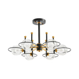 Modern Black Gold 8-Light Ring Clear Glass Globe Chandelier Image - 6