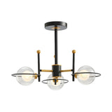 Modern Black Gold 8-Light Ring Clear Glass Globe Chandelier Image - 9