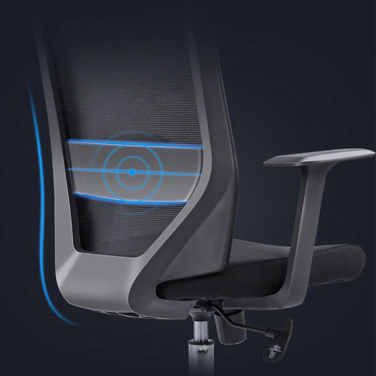 Modern Black High-Back Mesh Office Chair with Headrest Image - 10