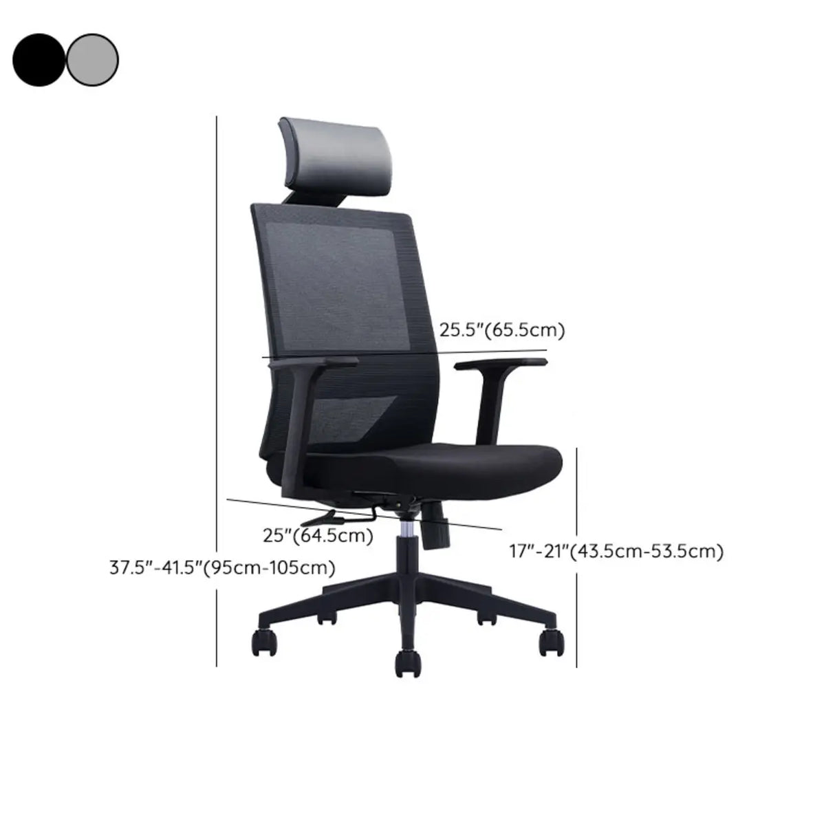 Modern Black High-Back Mesh Office Chair with Headrest 