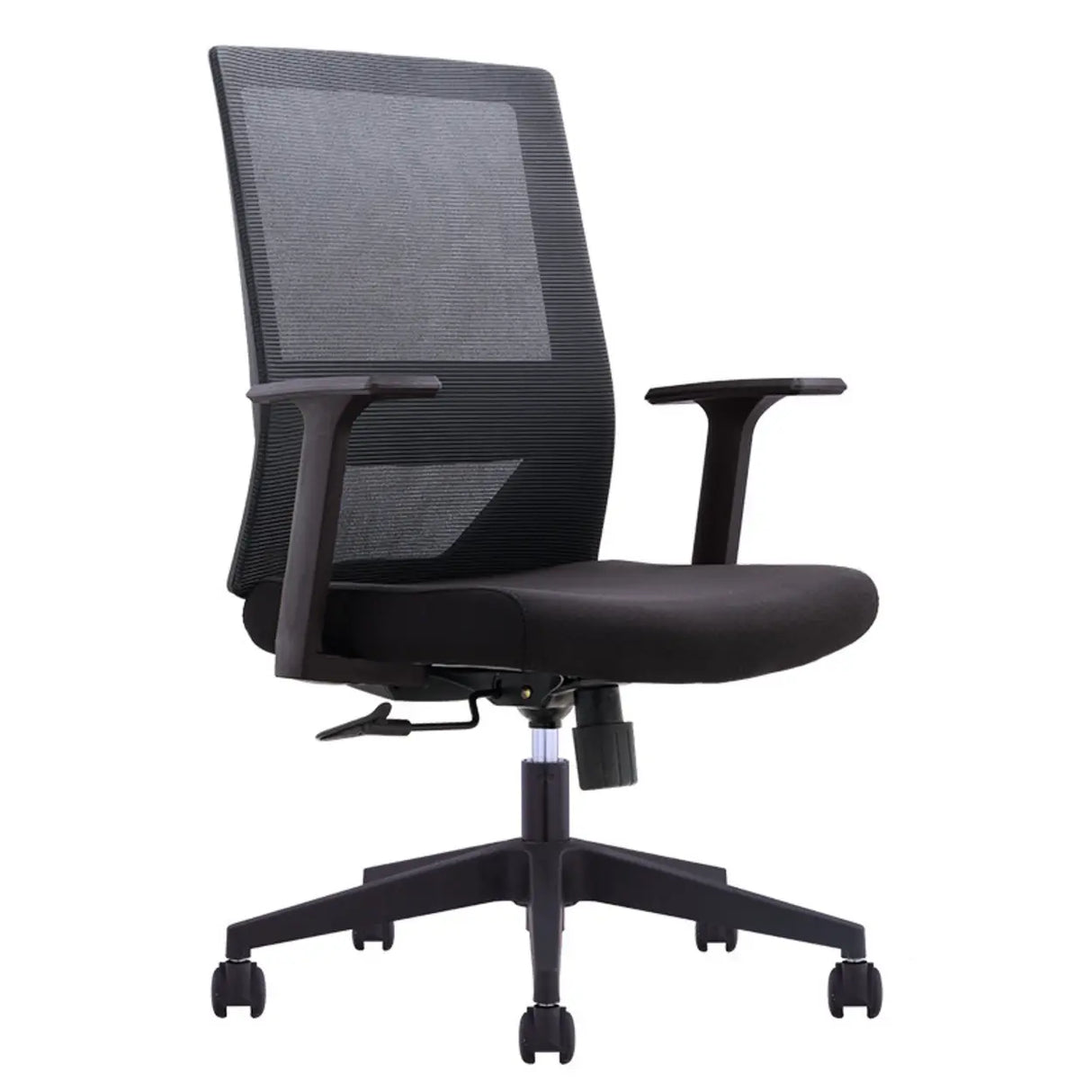 Modern Black High-Back Mesh Office Chair with Headrest Image - 5
