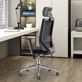 Modern Black High-Back Mesh Office Chair with Headrest Image - 6