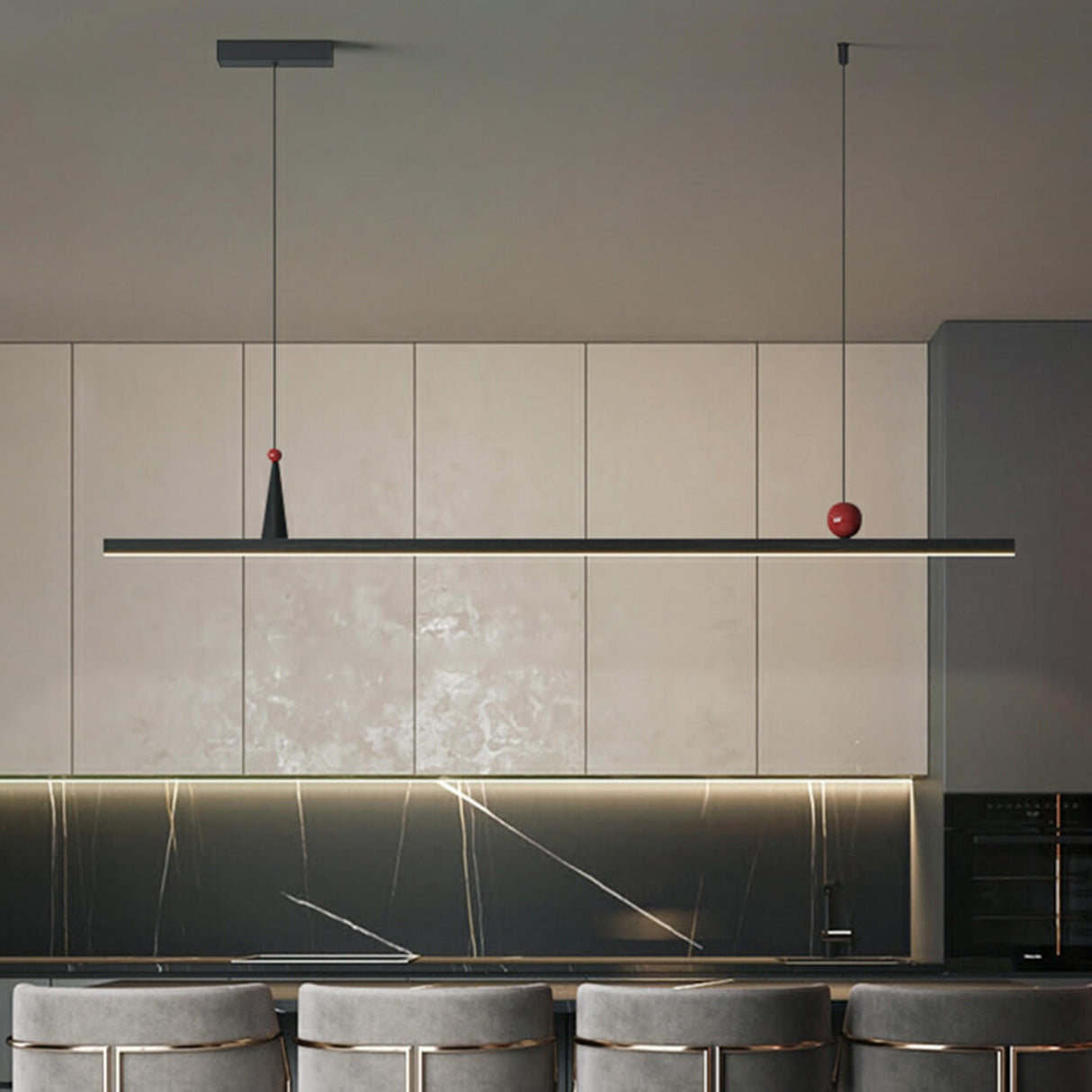 Modern Black Linear Artistic Accents Island Light  Image - 1
