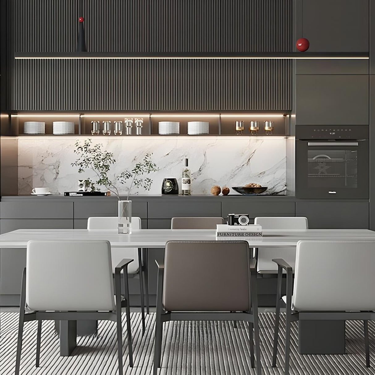 Modern Black Linear Artistic Accents Island Light  Image - 3