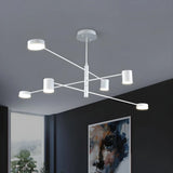 Modern Black Living Room Sputnik Linear Tiered Chandelier Image - 12