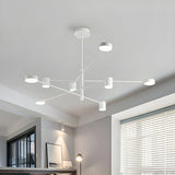 Modern Black Living Room Sputnik Linear Tiered Chandelier Image - 15