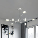 Modern Black Living Room Sputnik Linear Tiered Chandelier Image - 16