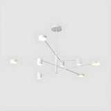 Modern Black Living Room Sputnik Linear Tiered Chandelier Image - 18