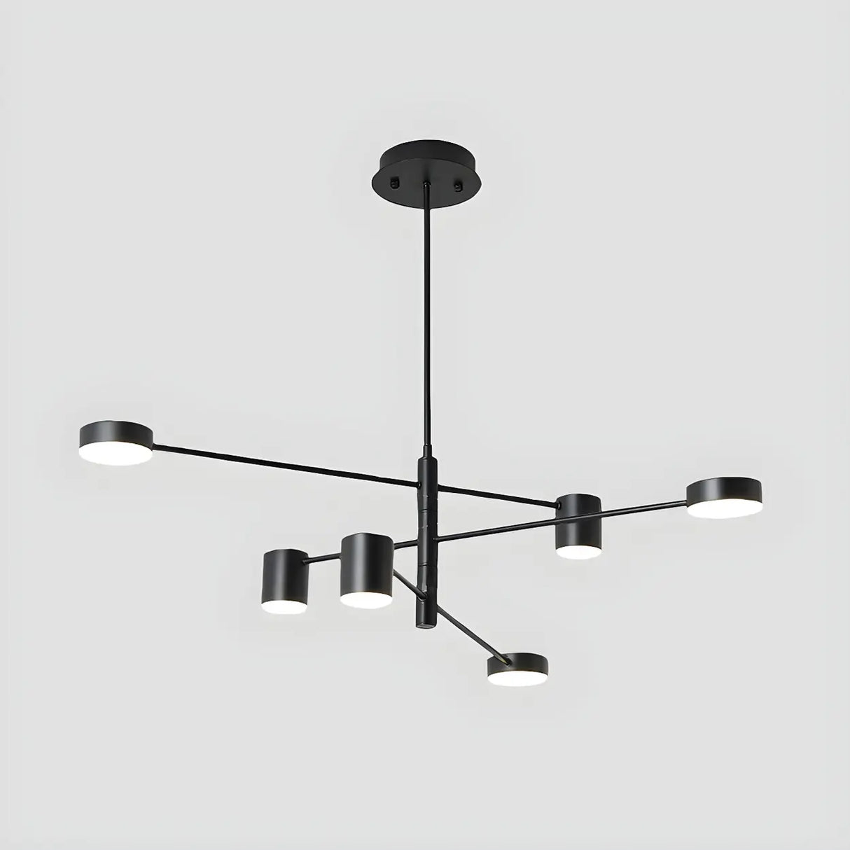 Modern Black Living Room Sputnik Linear Tiered Chandelier Image - 4