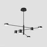 Modern Black Living Room Sputnik Linear Tiered Chandelier Image - 4