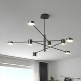 Modern Black Living Room Sputnik Linear Tiered Chandelier Image - 6