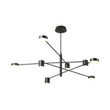 Modern Black Living Room Sputnik Linear Tiered Chandelier Image - 9