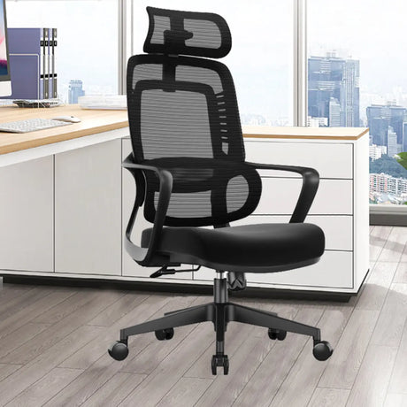 Modern Black Mesh High-Back Ergonomic Office Chair Image - 1