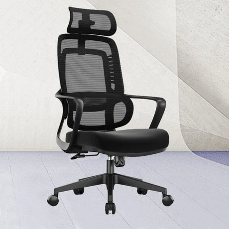 Modern Black Mesh High-Back Ergonomic Office Chair Image - 2