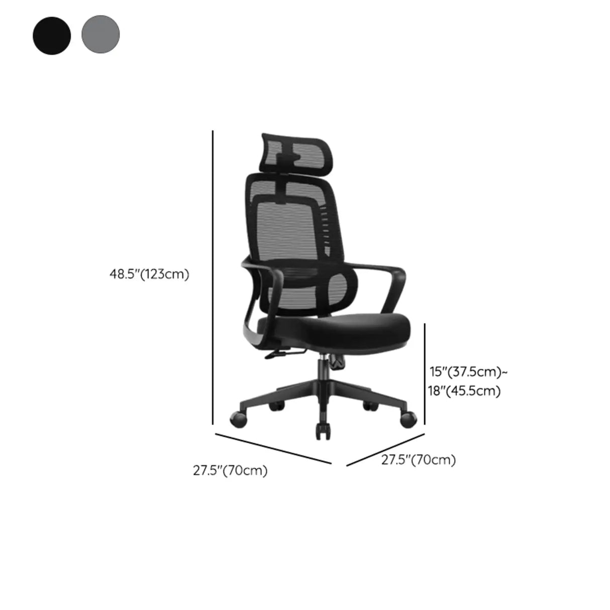 Modern Black Mesh High-Back Ergonomic Office Chair Image - 11