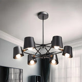 Modern Black Metal Bucket Round Pendant Chandelier Image - 1